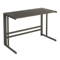 Lumisource OFD-ROMAN ANE Roman Industrial Office Desk in Antique Metal and Espresso Wood-Pressed Grain Bamboo